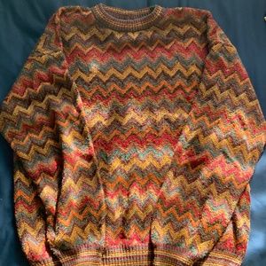 Vintage Chevron sweater orange/brown/red tones size large